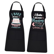 Funny Baking Aprons Set for Women Men, Kitchen Baking Supplies 2pcs Multicolor