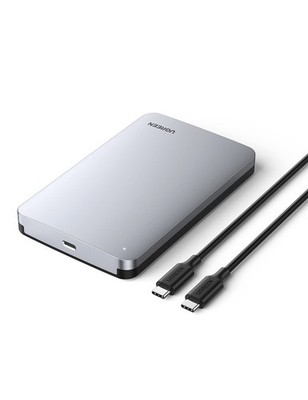 UGREEN USB C Hard Drive Enclosure for 2.5'' SATA SSD HDD - Aluminum Silver 