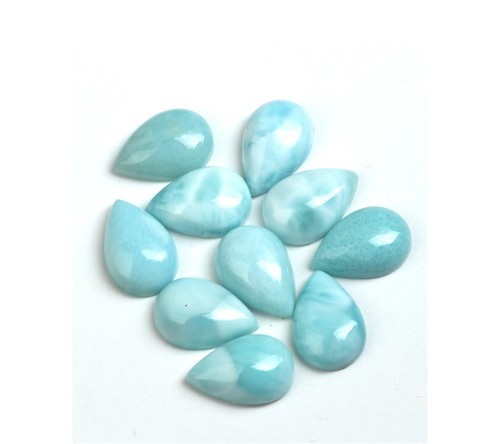 Natural Larimar Pear Flat Back Cabochon Loose Gemstone For Making All Jewelry - Picture 4 of 14