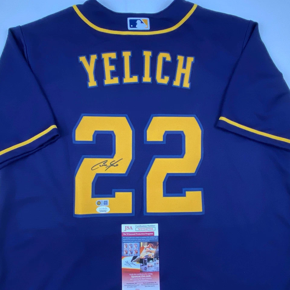 Autographed/Signed Christian Yelich Milwaukee Brewers Blue Alt Jersey JSA COA - Image 2 of 4