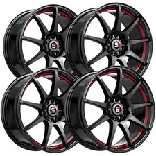 Set Of 4 Spec-1 Sp-67 17x7 4x1004x4.5 42mm Blackred Wheels Rims 17 Inch