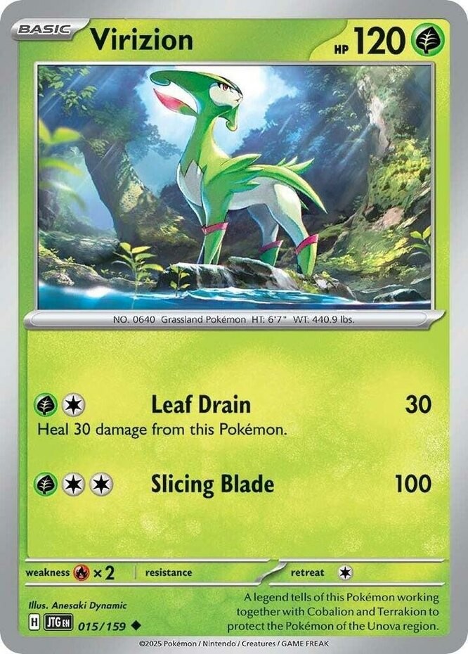 Virizion - 015/159 - Uncommon (Lp) Journey Together - Grass Pokémon