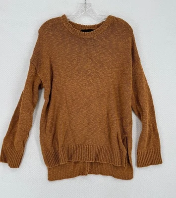 Jenni Kayne Womens Rust Orange Oversized Crew Neck Pullover Sweater Sz S