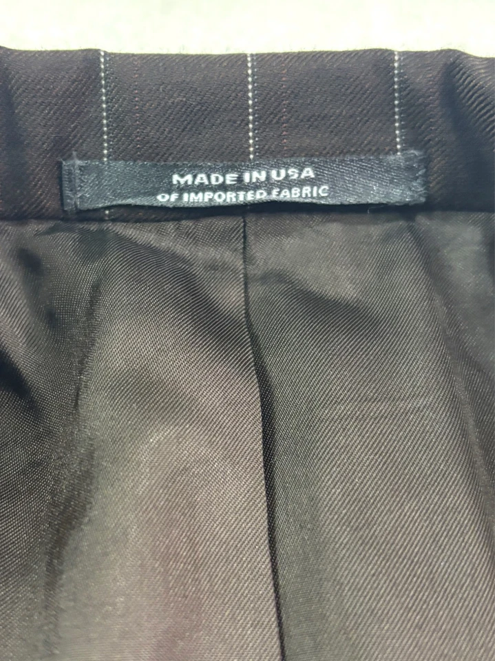 vtg 90s Y2K Austin Reed 40R 34x30 2pc Pant Suit Chocolate Brown Stripe USA Wool - Image 4 of 4