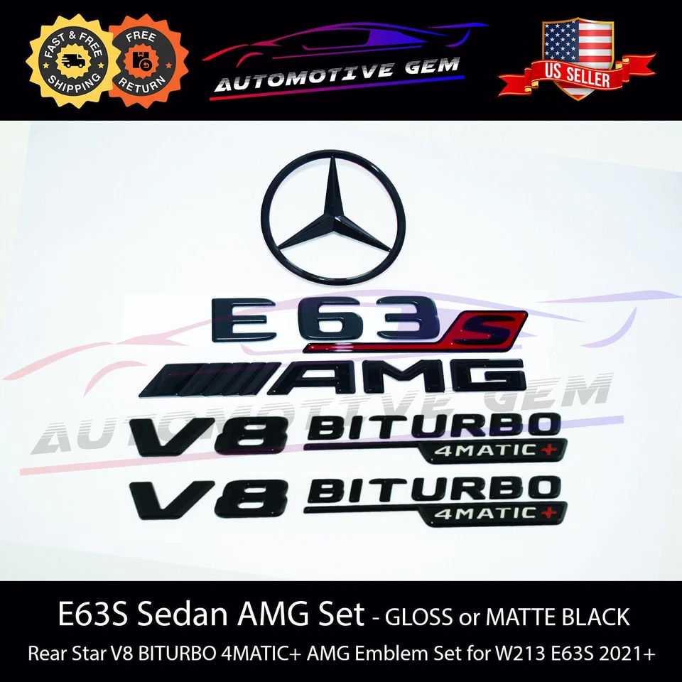 E63S AMG V8 BITURBO 4MATIC+ Juego combinado insignia negra emblema estrella trasera Mercedes W213 Foto 2 de 4