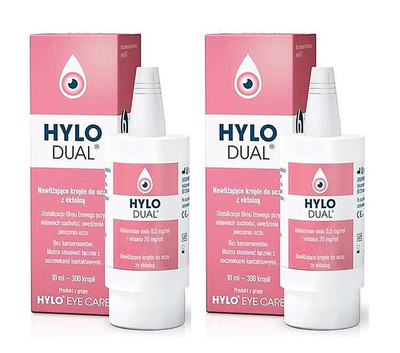 2x Hylo Dual Eye Drops with Hyaluronic Acid and Ectoin for Dry and Red Eye 10ml