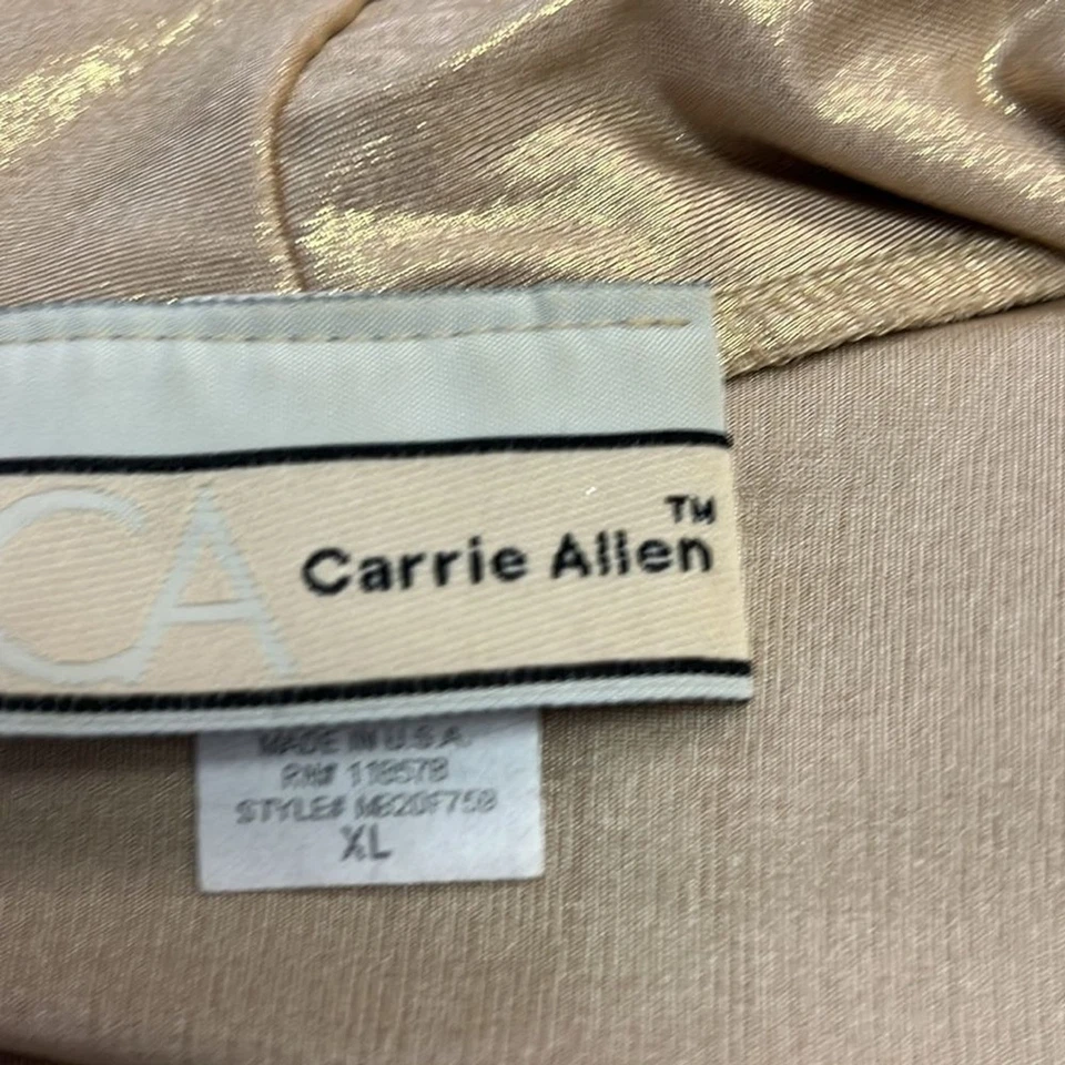 Carrie Allen Gold Shimmer Blouse Women's Slinky Metallic Cowl Neck Party Top XL - Image 4 of 4