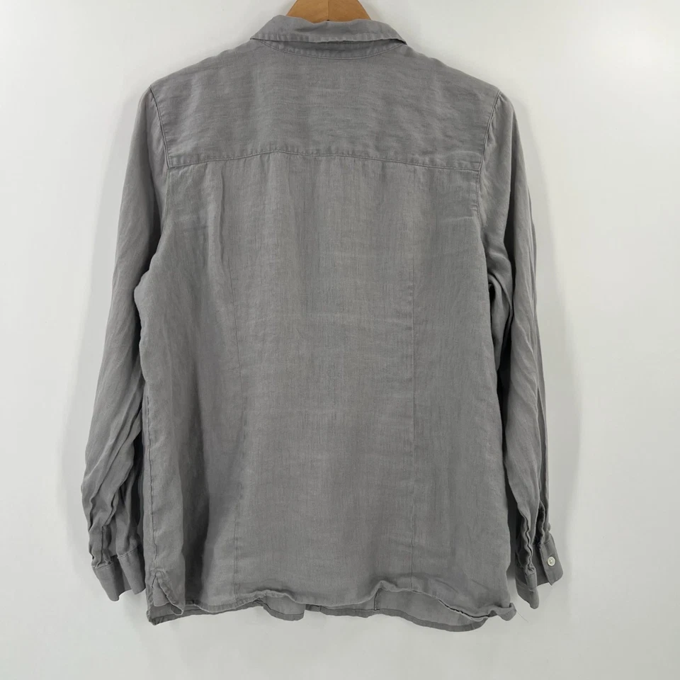 J. Jill Coastal Grandma Love Linen Shirt L Gray Minimalist Boho Coastal - Image 2 of 4