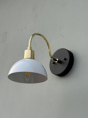 1 Light Handmade Light Fixture| Mid Century Modern Black & White Wall lamp - Picture 3 of 5