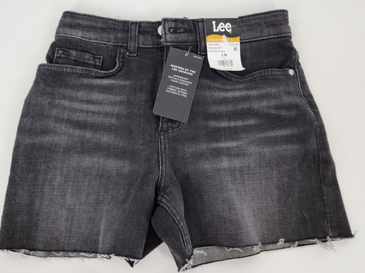 Lee High Rise Relaxed Fit Washed Black Shorts ~ Womens Size 2 M