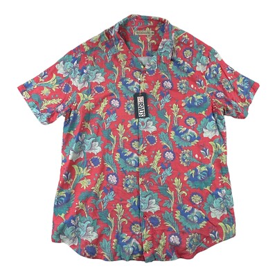 The Roosevelts Rococo Bamboo Floral S/S Mens Hawaiian Button Front Size 2XL NWT