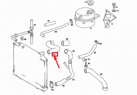 MERCEDES-BENZ SL R107 Expansion Tank Top Water Hose A1165013482 