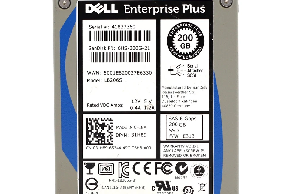 Dell LB206S 200GB 2.5" 6Gb/s SAS Solid State Drive Dell P/N: 031H89 Tested - Image 3 of 3