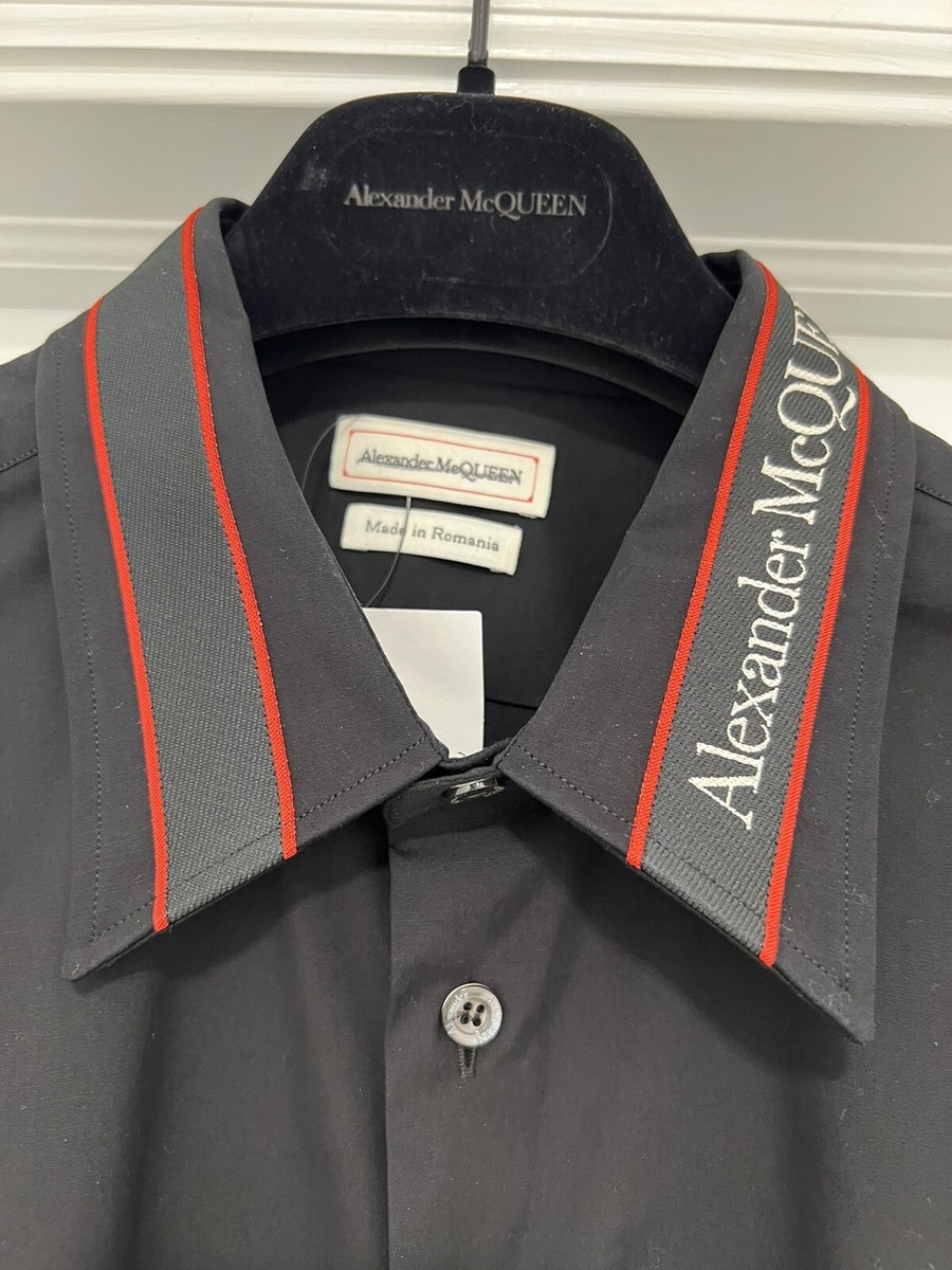 Alexander McQueen Logo Collar Cotton Long-Sleeve Shirt | eBay