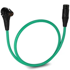 LyxPro 1.5 Feet Microphone XLR Angled Female Cable, 3 Pin Mic Cable - Green