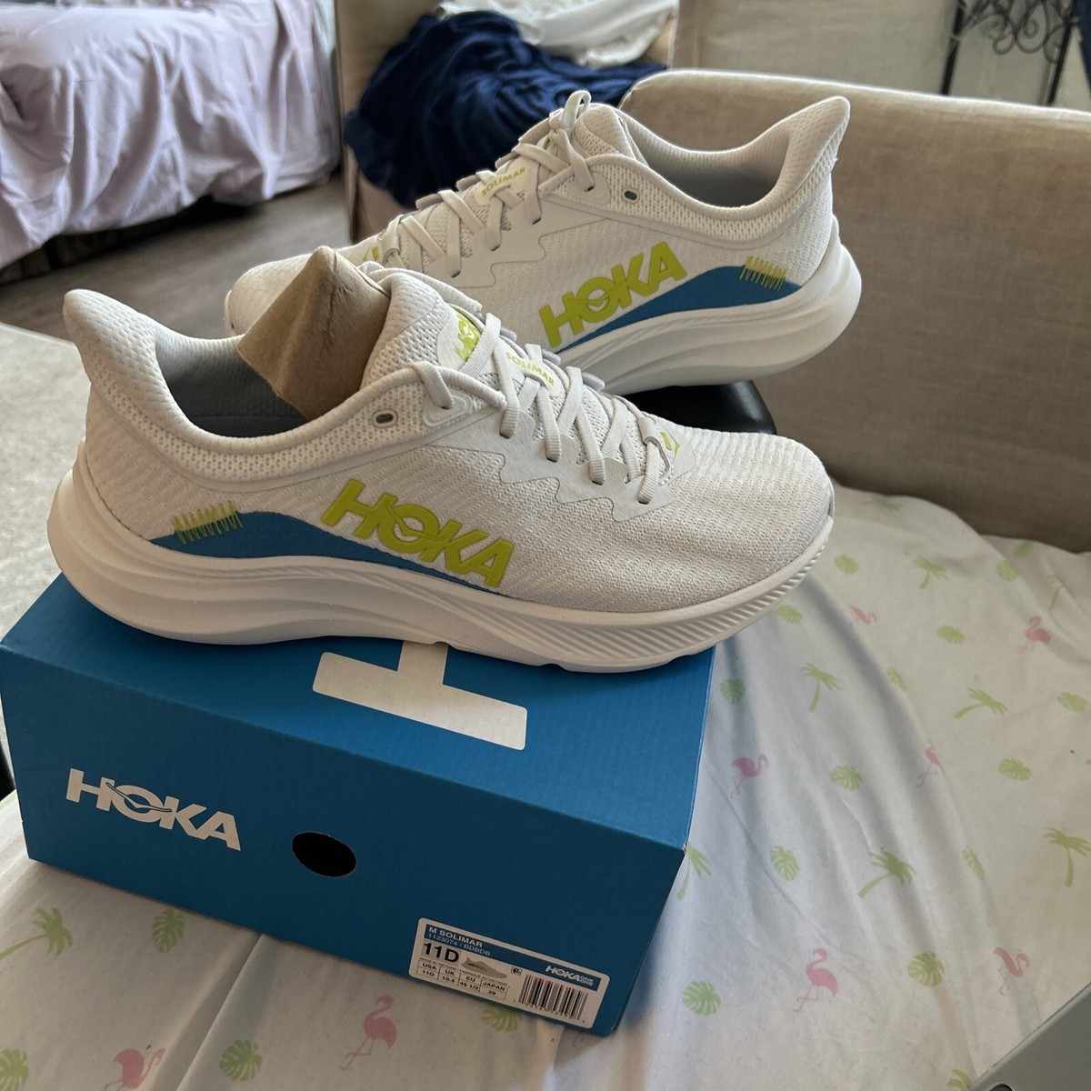 Hoka • Solimar Running Shoes in BLANC DE BLANC/DIVA , men\'s size 11D Size 11 - Hoka One One Solimar Blanc Diva Blue | eBay main image 4