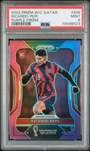 2022 Prizm World Cup Qatar RICARDO PEPI Purple PRIZM 101/199 Rookie RC USA PSA 9