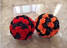 Black  Red Rose Flower Ball Pomander Wedding Ball Kissing Ball 11-12 inches