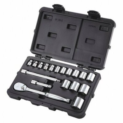 Westward 3/8 in Drive Socket Set, SAE, 18 pcs 53pn35