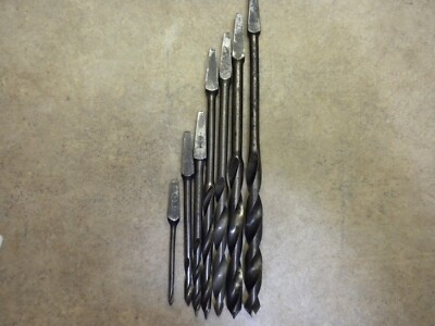 Vintage 7 pc  Auger bit drills, Twist W/No land for wood work ready