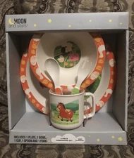 Moon And Stars 5 Piece Farmhouse Animals Child’s Dinnerware Dish Set *New*
