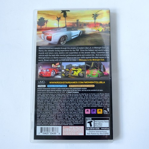 Midnight Club LA Remix Sony PSP Case And Manual - no game - Rockstar - Picture 2 of 3