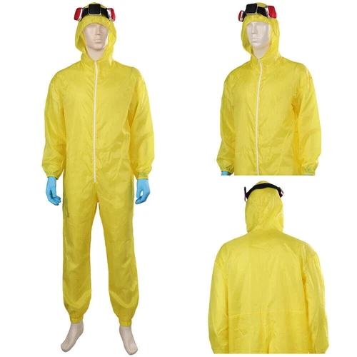 Breaking Bad Walter White Cosplay Yellow Jumpsuits Costume Halloween Party suit - Picture 3 of 16