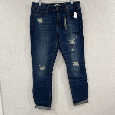 Refuge Jeans Women's Size 14 Skinny Boyfriend Distressed