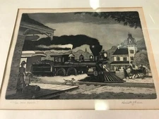 Kenneth Reeve "The Iron Horse" 8x10" Aquatint Etching. Indiana Art Print Train