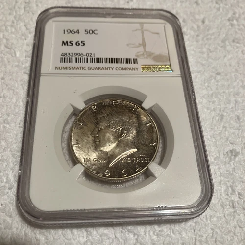 Original 1964 Kennedy 50c NGC  MS65 VERY Original Toning NGC