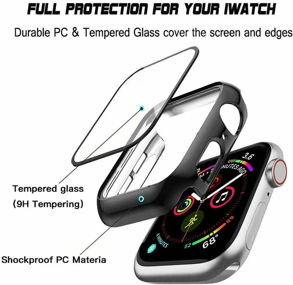 For Apple Watch Series 10 9 8 7 Ultra Cover Case Tempered Glass Screen Protector - Image 3 of 4