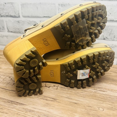 ZUECO DE MUJER UGG LANNI GRUESO CUERO BRONCEADO EE. UU. 9/EU 40 NUEVO - Imagen 7 de 10