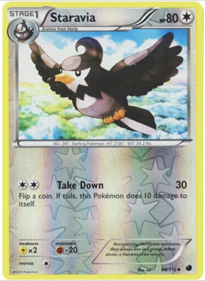 Pokemon - Staravia - 96/116 - Uncommon - Reverse Holo - Plasma Freeze - NM/M