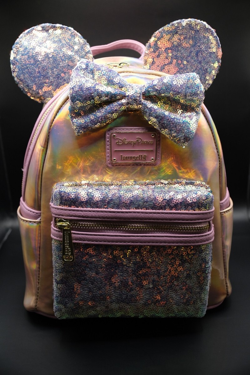 WDW 50th Anniversary EARidescent Pink Sequin Loungefly Mini  display picture 3