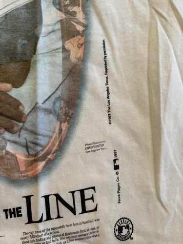 T-shirt Jackie Robinson 'Crossing the Line' LA Times vintage 1997 (uomo XL) - Foto 4 di 8