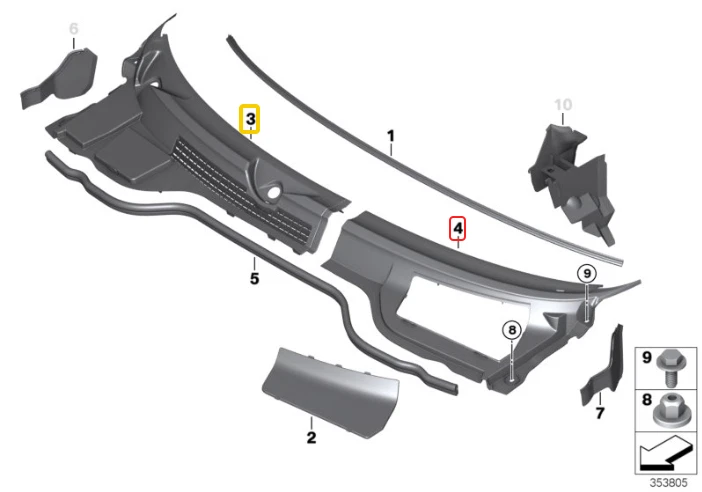 GENUINE BMW MINI R56 R55 R57 SET OF FRONT WINDSCREEN APRON COVERS