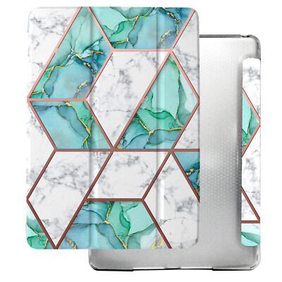 iPad Air 3 PRO 10.5 9.7 10.9 7.9 10.2 Honeycomb Transparent Cover Marble Green