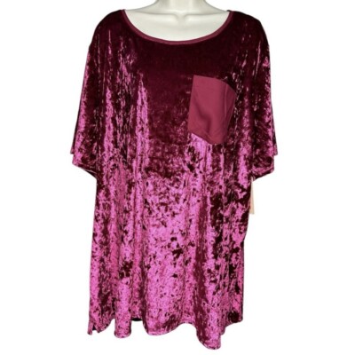 Evri Crushed Velvet Women s Plus Size Short Sleeve Cocktail Top Size 3X