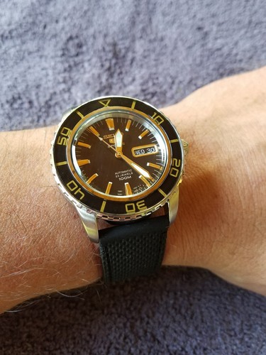 Seiko Sports Black Mother of Pearl Men's Watch SNZH57K1 for