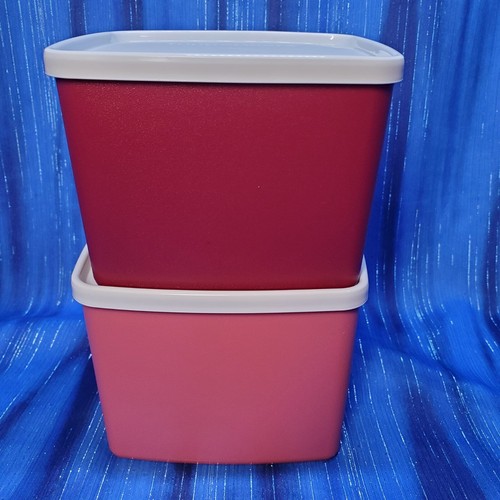 Tupperware Retro Dos Contenedores Cuadrados Redondos 3.5 Tazas NUEVO - Imagen 1 de 5