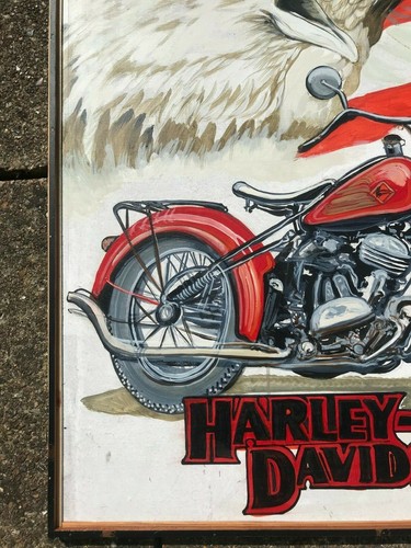 Oil painting Harley Davidson motorcycle & American Eagles by Clive Fredriksson - Picture 5 of 11