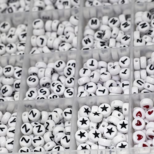 1450 piezas cuentas redondas letras acrílico alfabeto letras cuentas para hacer joyas - Imagen 4 de 6