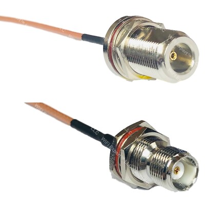 RG316 N FEMALE BULKHEAD to TNC FEMALE BULKHEAD RF Cable Rapid-SHIP LOT