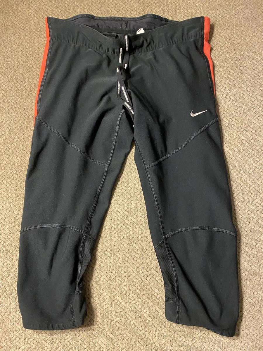 Women's Nike Filament Black Orange Compression Capri Running Tights Small S