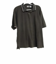 Cherokee Mens Dark Gray Polo Shirt Cotton Casual Solid Collared Short Sleeve L