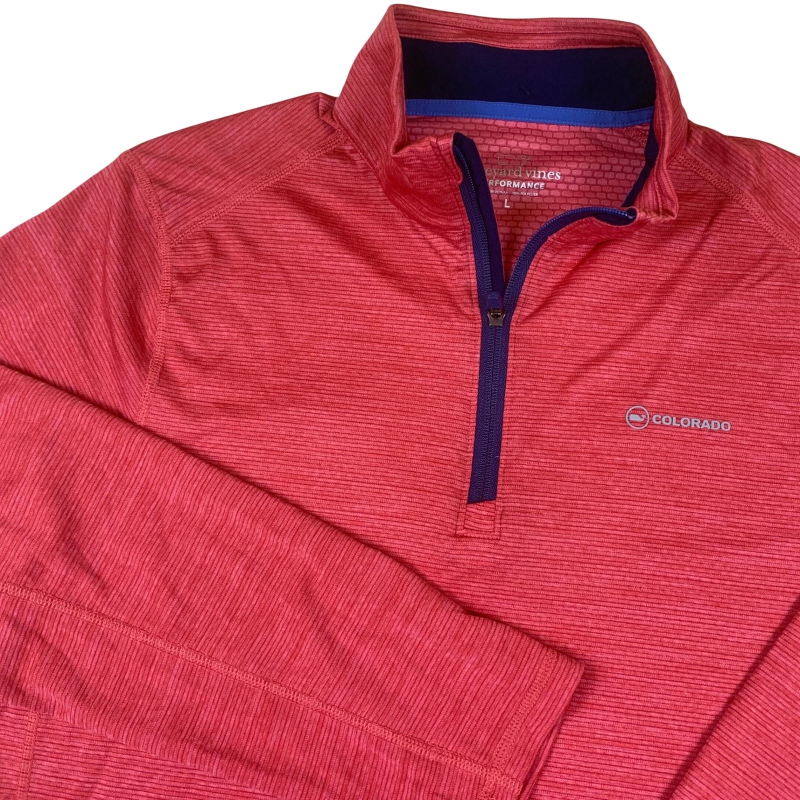 Vineyard Vines Performance Pullover Mens Large Red Colorado Whale 1/4 Zip