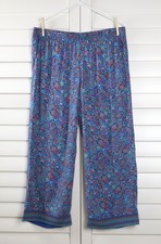 J.JILL NWT 99 Paisley Pull On Border Printed Hem Wide Leg Pants Size Medium