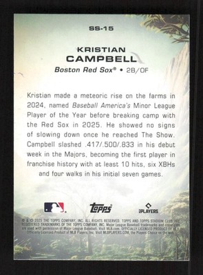 Kristian Campbell 2025 Topps Stadium Club Savage Sluggers Rookie