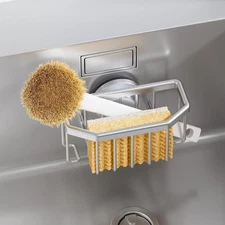 Sponge Holder Sink Caddy Kitchen Organizer Rustproof Suction Cup Brush Soap Rack