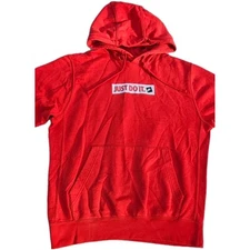 Nike Sportswear "Just Do It" Hoodie Men's Small Red Pullover JDI Spell Out